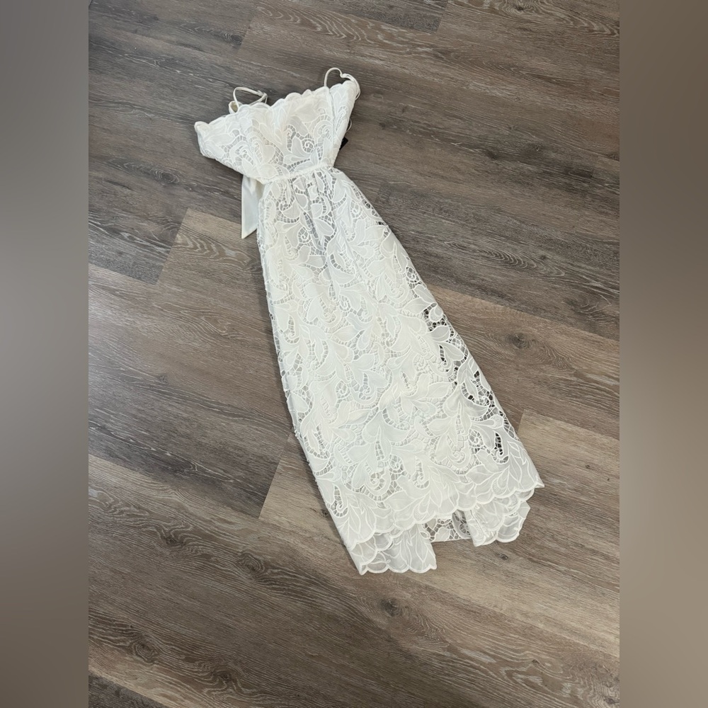 NWT Express white lace backless bow dress